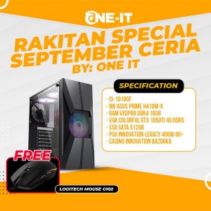 PC September Ceria i3-10100F | GTX 1050Ti | RAM 16GB | SSD 512GB BONUS