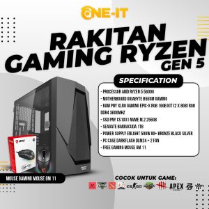 PC RAKITAN RYZEN 5 5600G | RAM 16 GB | SSD 256 GB | FREE MSI GM11