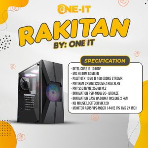 PC RAKITAN i3 10100F | GTX 1050ti | RAM 16GB | SSD 256GB | Monitor KBM