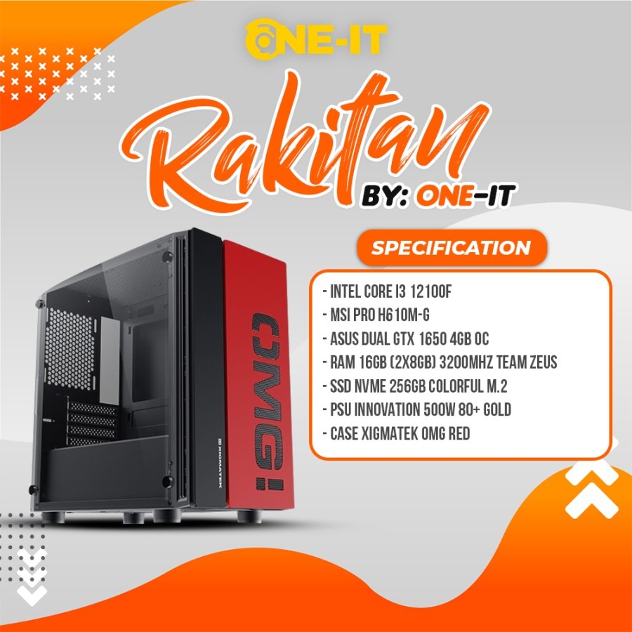 PC RAKITAN i3 12100F | GTX 1650 | RAM 16GB 3200Mhz | SSD 256GB 