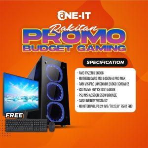 PC RAKITAN Ryzen 5 5600G | RAM 16GB | SSD 500GB NVME | Monitor Philips