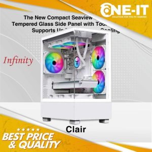 Case INFINITY CLAIR White PC Casing komputer m-ATX Tempered Glass