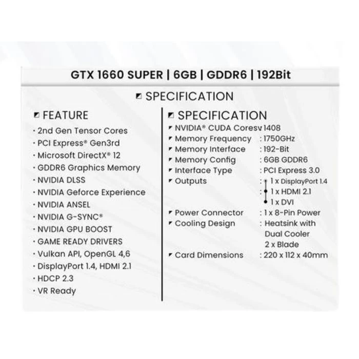 VGA VURRION GEFORCE GTX 1660 SUPER 6GB GDDR6 6G 1660S - Gambar 3