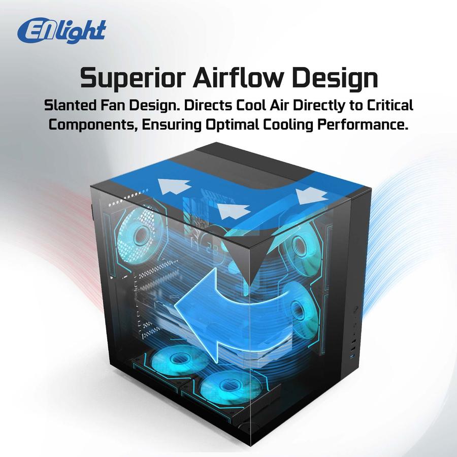 CASE ENLIGHT EN Z10 ATX TG Black ENZ10 CASING PC KOMPUTER no fan - Gambar 3