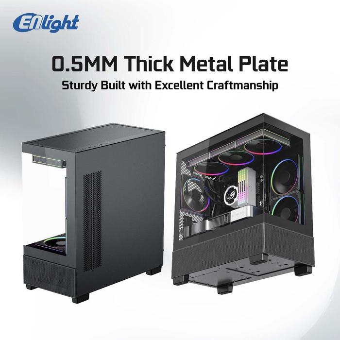 Casing ENLIGHT Z12 BLACK M-ATX PC Case Free 3 Fan - Gambar 5