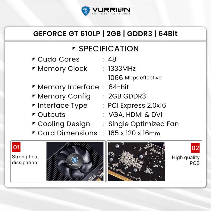 VGA VURRION GT 610 LP 2GB GDDR3 64-Bit 2G - Gambar 5