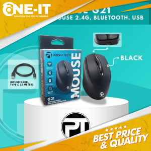 Mouse PROFFTECH G21 2.4Ghz 1600DPI Optical Bluetooth Wireless (2IN1) SILENT Hitam