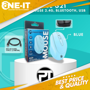 Mouse PROFFTECH G21 2.4Ghz 1600DPI Optical Bluetooth Wireless (2IN1) SILENT Biru