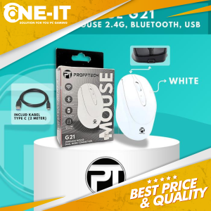 Mouse PROFFTECH G21 2.4Ghz 1600DPI Optical Bluetooth Wireless (2IN1) SILENT Putih
