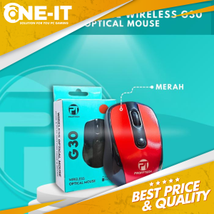 Mouse PROFFTECH G30 2.4Ghz 1600DPI Optical Wireless SILENT Merah