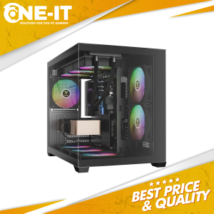 GAMDIAS AURA GC10M ARGB Black Micro Tower Case + 3x ARGB Fan Tempered Glass GPU 400mm Support