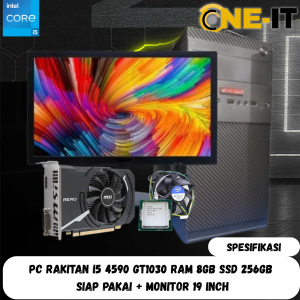 PC Rakitan i5 4590 GT1030 RAM 8GB SSD 256GB Siap Pakai + Monitor 19 Inch