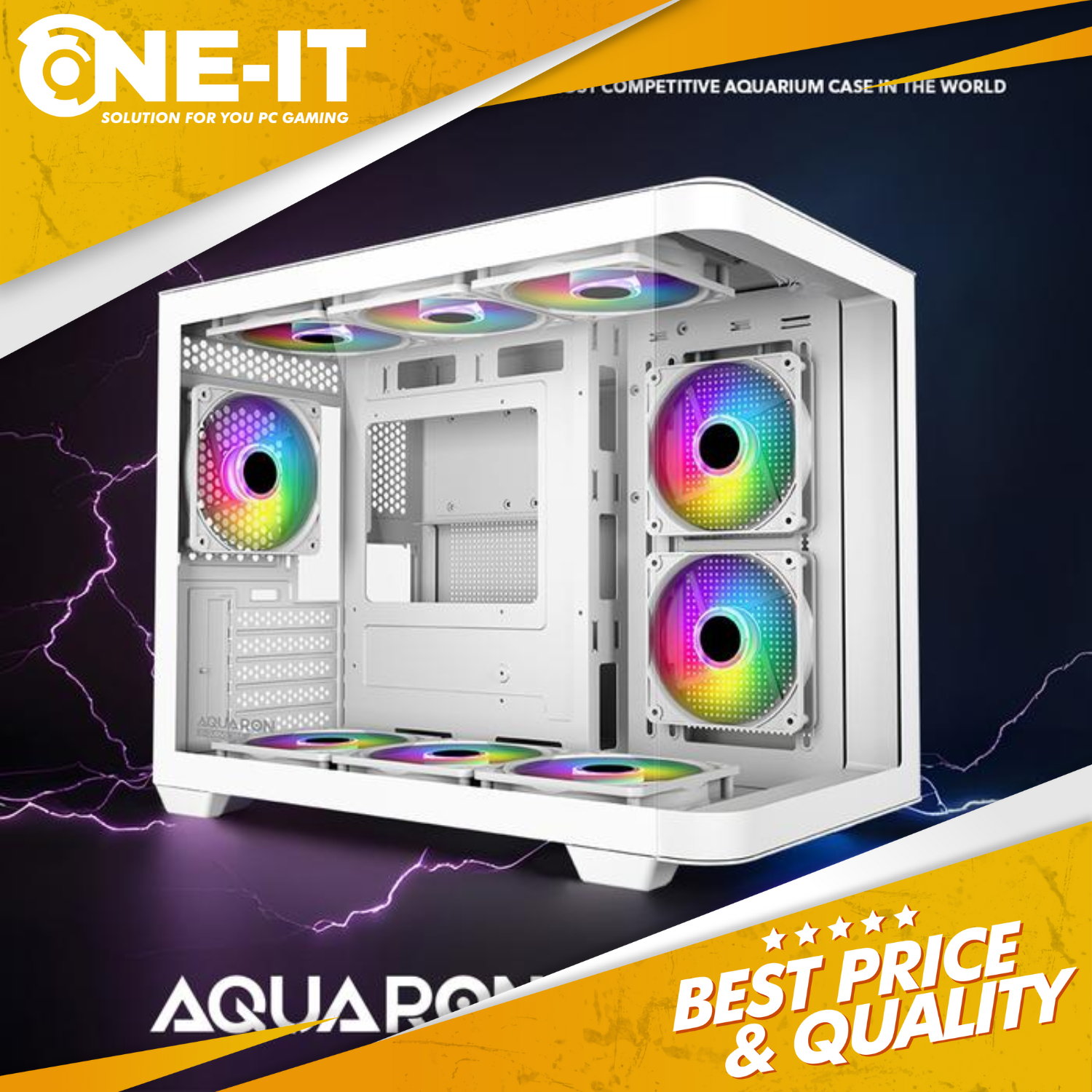 Armaggeddon Aquaron X-CURVE 285 M-ATX White Aquarium Gaming Case Tempered Glass