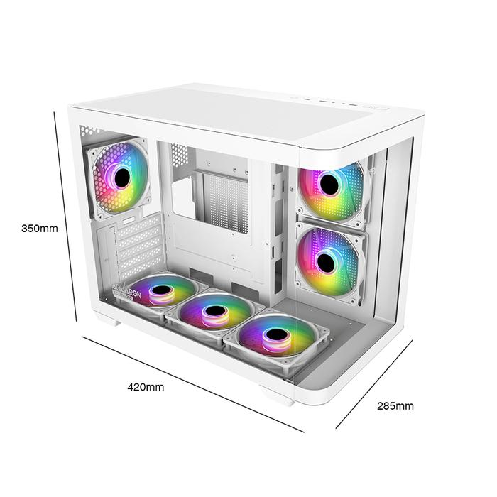 Armaggeddon Aquaron X-CURVE 285 M-ATX White Aquarium Gaming Case Tempered Glass - Gambar 6